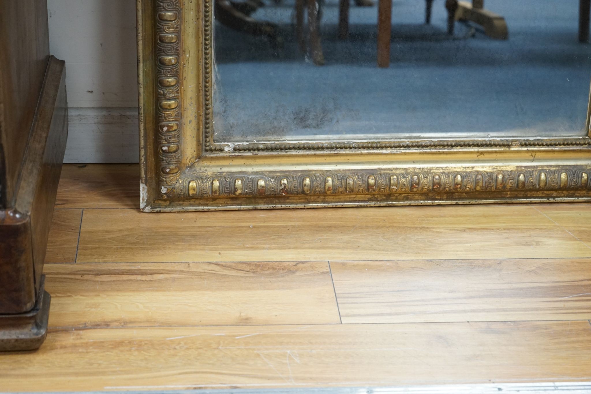 A 19th century French giltwood overmantel mirror, width 80cm, height 110cm
